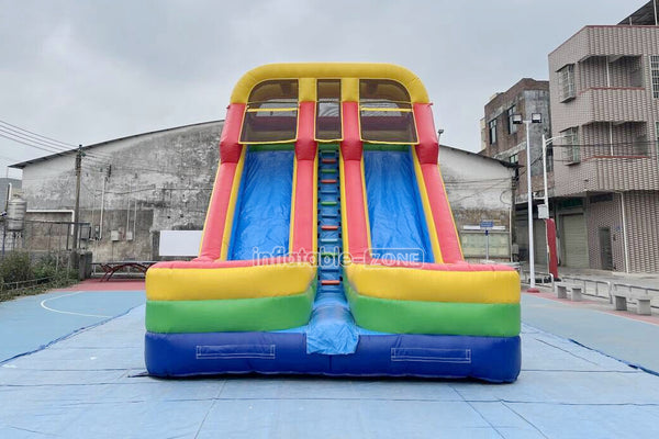 Colorful Giant Inflatable Slide Double Lanes Inflatable Kids Slides Bouncy And Fun Party For Playground