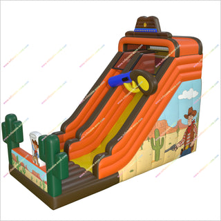 Cowboy Theme Party Inflatable Large Slide Wild West Fun Bouncer Playground Blow Up Slides For Rent Near Me