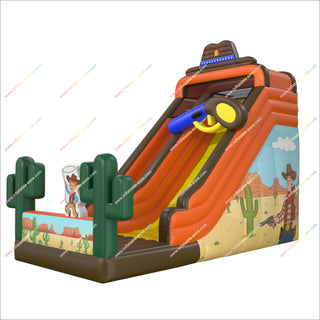 Cowboy Theme Party Inflatable Large Slide Wild West Fun Bouncer Playground Blow Up Slides For Rent Near Me