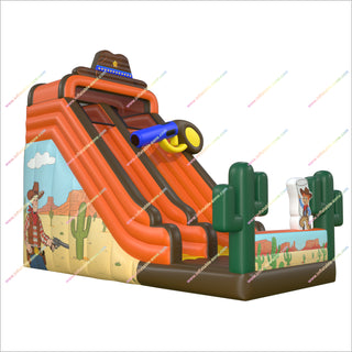 Cowboy Theme Party Inflatable Large Slide Wild West Fun Bouncer Playground Blow Up Slides For Rent Near Me
