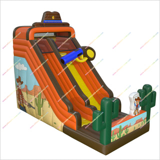 Cowboy Theme Party Inflatable Large Slide Wild West Fun Bouncer Playground Blow Up Slides For Rent Near Me