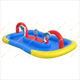 Backyard Sun Inflatable Dolphin Lazy River Pool Inflatable Water Park Rental Swimming Pool With A Lazy River