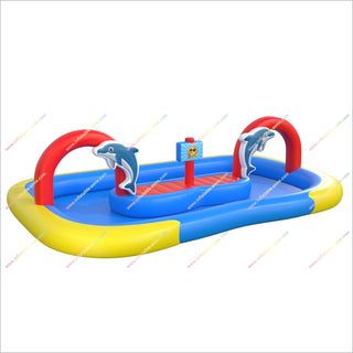 Backyard Sun Inflatable Dolphin Lazy River Pool Inflatable Water Park Rental Swimming Pool With A Lazy River