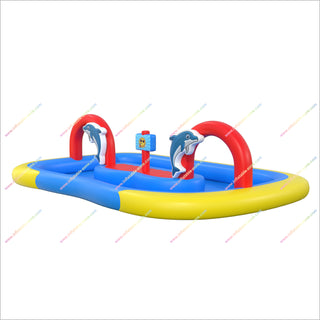 Backyard Sun Inflatable Dolphin Lazy River Pool Inflatable Water Park Rental Swimming Pool With A Lazy River