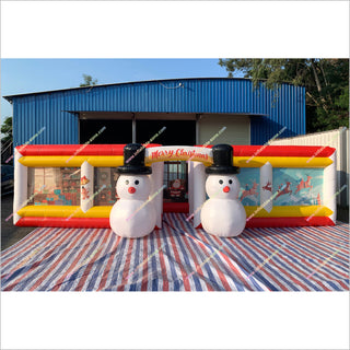 Merry Christmas Snowmen Inflatable Maze Near Me Obstacle Course Games Laser Tag Inflatable Maze For Sale