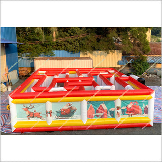 Merry Christmas Snowmen Inflatable Maze Near Me Obstacle Course Games Laser Tag Inflatable Maze For Sale