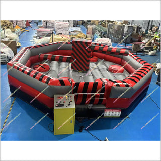 Big Party Games Inflatable Wipeout Course Eliminator Machine Red-And-Black Inflatable Meltdown For Sale