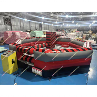 Big Party Games Inflatable Wipeout Course Eliminator Machine Red-And-Black Inflatable Meltdown For Sale