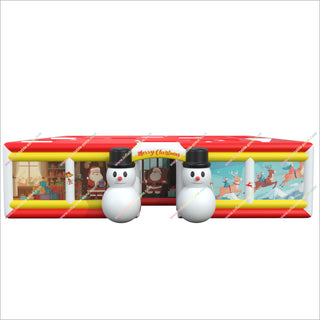 Inflatable Merry Christmas Maze Obstacle Course Snowman And Santa Claus Inflatable Haunted House Maze Rental