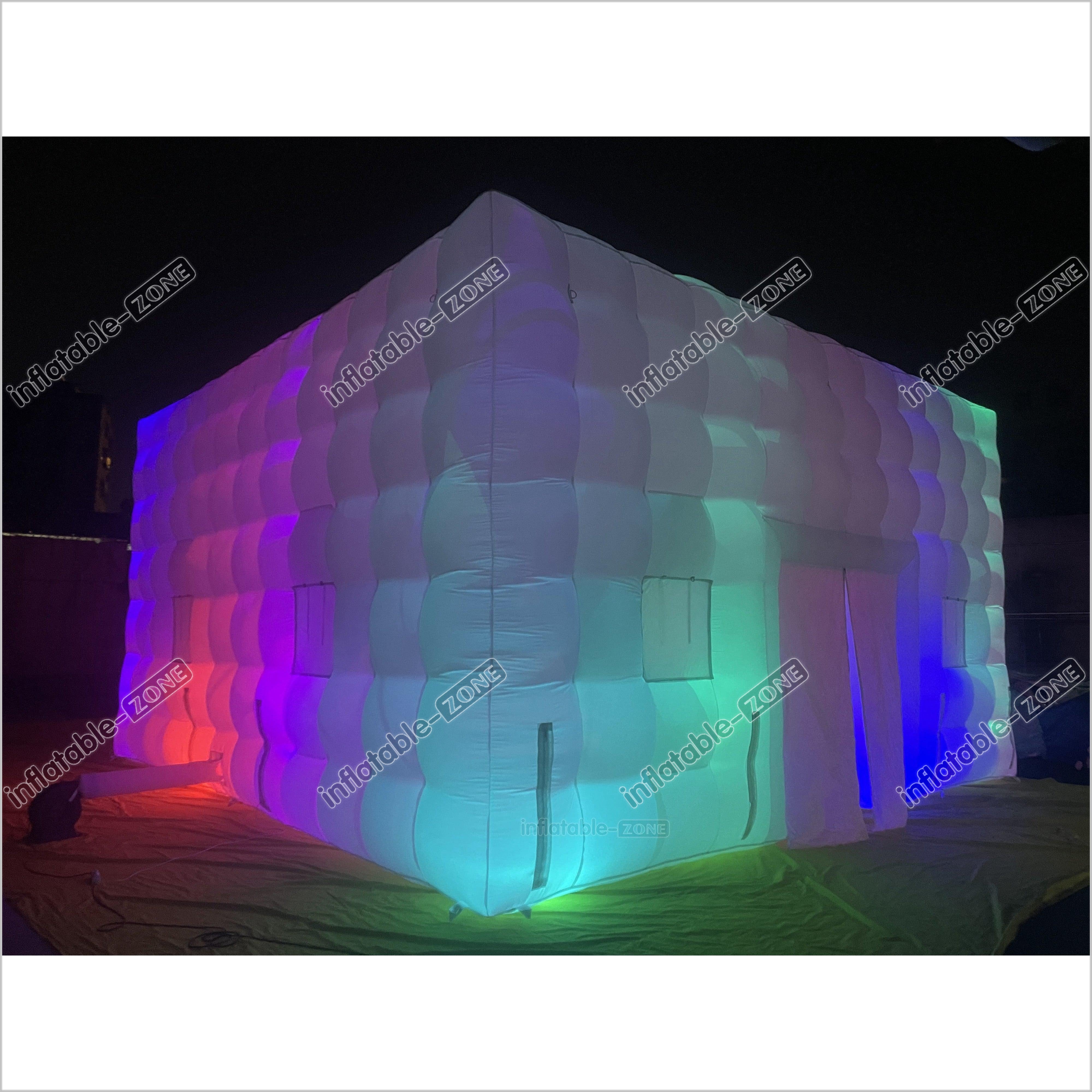 Outdoor Inflatable Nightclub White Large Inflatable Party Tent With LED ...