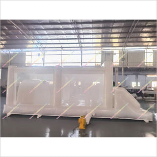 Assault Course Running Events White Pastel Color Inflatable Obstacle Course Bounce House With Dual Slides