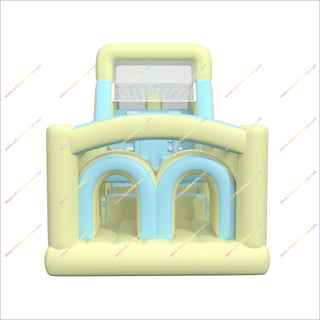 Pastel Colors Inflatable Obstacle Course Near Me Bounce House With Slides Assault Courses For Families
