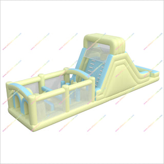 Pastel Colors Inflatable Obstacle Course Near Me Bounce House With Slides Assault Courses For Families