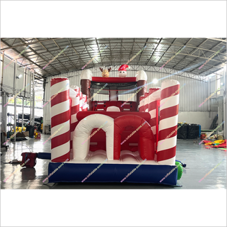 Christmas Train Inflatable Obstacle Course Rentals Candy Cane Pillars Bouncy Castle Assault Course Hire Near Me