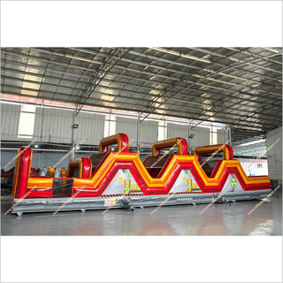Fun Interactive Game Large Inflatable Assault Course Yellow And Red Marble Inflatable Obstacle Course To Rent