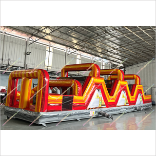 Fun Interactive Game Large Inflatable Assault Course Yellow And Red Marble Inflatable Obstacle Course To Rent