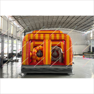 Fun Interactive Game Large Inflatable Assault Course Yellow And Red Marble Inflatable Obstacle Course To Rent