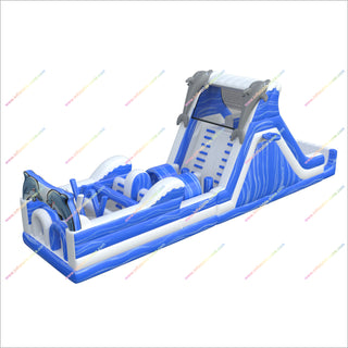 Dolphin Party Theme Inflatable Obstacle Course Events Bouncy Castle Climbing Wall Inflatable Assault Course Parties