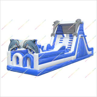 Dolphin Party Theme Inflatable Obstacle Course Events Bouncy Castle Climbing Wall Inflatable Assault Course Parties