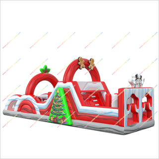 Outdoor Snowmen Inflatable Obstacle Course Gingerbread Christmas Tree Inflatable Assault Course Hire Near Me