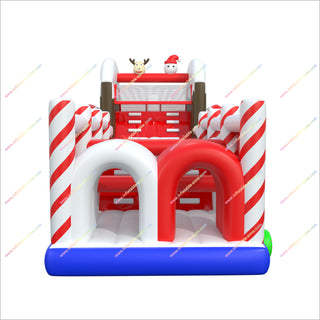 Candy Cane-Themed Inflatable Obstacle Course Park Christmas Fun Santa Reindeer Obstacle Course For Party