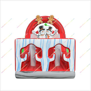 Outdoor Snowmen Inflatable Obstacle Course Gingerbread Christmas Tree Inflatable Assault Course Hire Near Me