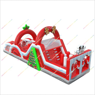 Outdoor Snowmen Inflatable Obstacle Course Gingerbread Christmas Tree Inflatable Assault Course Hire Near Me