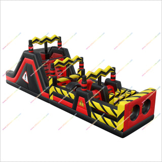Industrial-Themed Inflatable Obstacle Course Climbing Walls Tunnels Barriers Assault Course Slides