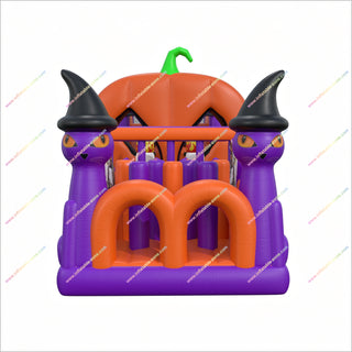 Halloween Witchy Inflatable Assault Course Party Double Slide Blow Up Inflatable Obstacle Course Hire For Adults
