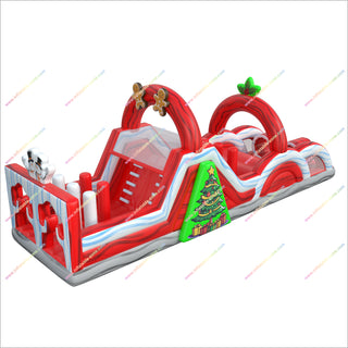 Outdoor Snowmen Inflatable Obstacle Course Gingerbread Christmas Tree Inflatable Assault Course Hire Near Me