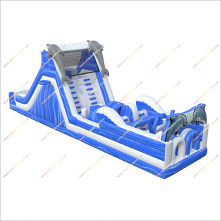 Dolphin Party Theme Inflatable Obstacle Course Events Bouncy Castle Climbing Wall Inflatable Assault Course Parties