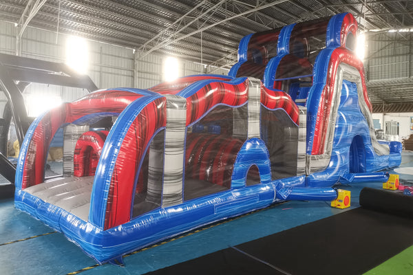 Indoor Slip And Slide Obstacle Course For Adults Swimming Pool Inflatable Assault Course