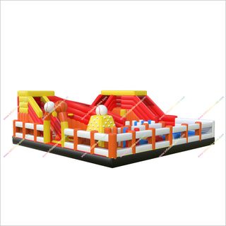 Large Outdoor Playground Equipment Inflatable Obstacle Courses Multiple Slides Inflatable Fun Park Near Me