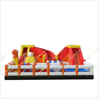 Large Outdoor Playground Equipment Inflatable Obstacle Courses Multiple Slides Inflatable Fun Park Near Me