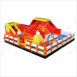 Large Outdoor Playground Equipment Inflatable Obstacle Courses Multiple Slides Inflatable Fun Park Near Me