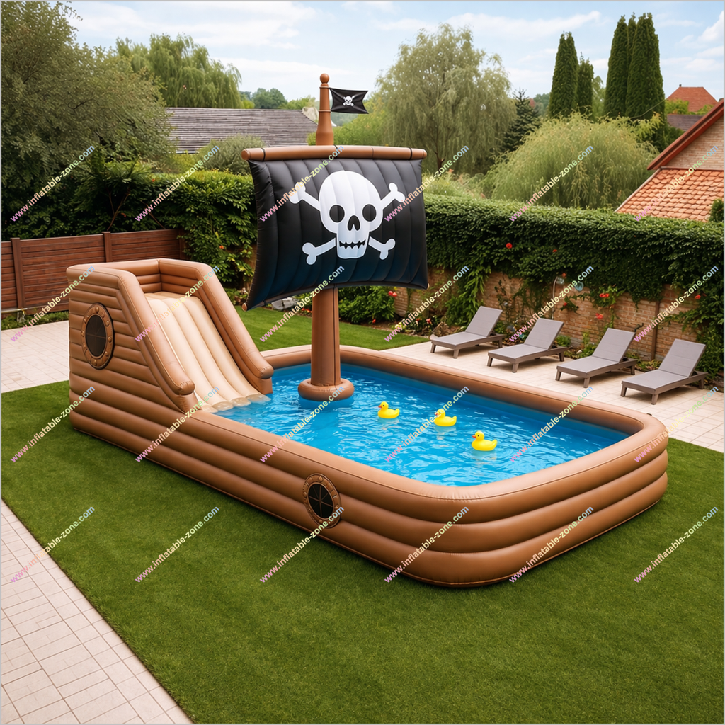 Inflatable Pirate Ship Pool Built In Water Slide Pirate Ship Inflatabl