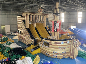 Large Commercial Inflatable Pirate Ship Slide Jumping Castle Bouncy Inflatable Slide For Adults And Kids