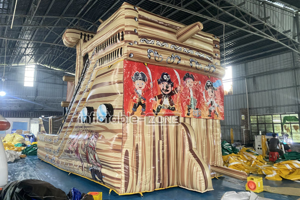 Large Commercial Inflatable Pirate Ship Slide Jumping Castle Bouncy Inflatable Slide For Adults And Kids