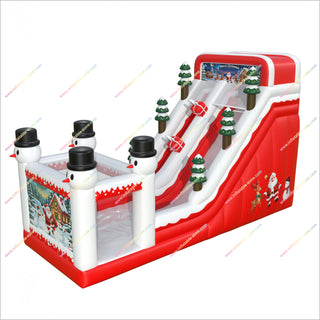 Snowman Themed Christmas Tree Inflatable Playground Slide Best Party Bounce House Slide Commercial Inflatables