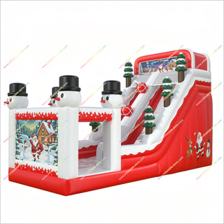 Snowman Themed Christmas Tree Inflatable Playground Slide Best Party Bounce House Slide Commercial Inflatables