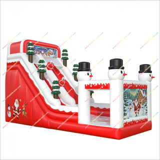 Snowman Themed Christmas Tree Inflatable Playground Slide Best Party Bounce House Slide Commercial Inflatables