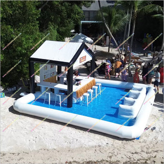 Outdoor Pool Bar Inflatable Floating Beach Bar Blow Up Party House Inflatable Pool Bar For Adults Rental
