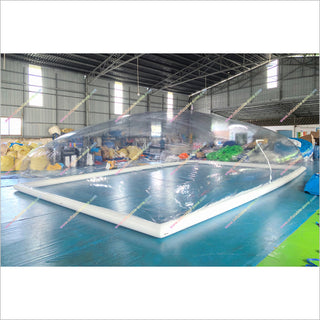 Inflatable Pool Cover Rectangle Above Ground Pool Cover Inflatable Transparent Bubble Tent Swimming Pool Dome Cover