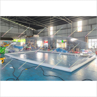 Inflatable Pool Cover Rectangle Above Ground Pool Cover Inflatable Transparent Bubble Tent Swimming Pool Dome Cover