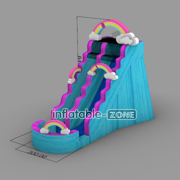 Inflatable-Zone Design Rainbow Splash Inflatable Pool Waterslide Best Inflatable Slide For Home