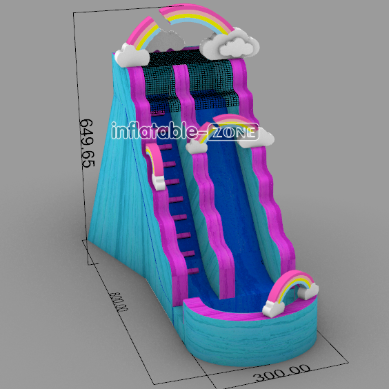 Inflatable-Zone Design Rainbow Splash Inflatable Pool Waterslide Best Inflatable Slide For Home