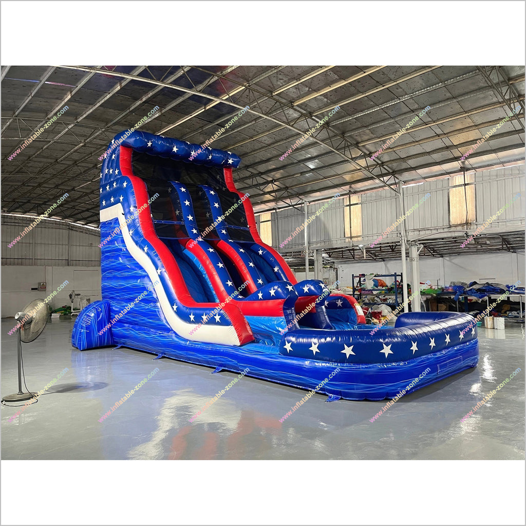 Stars And Stripes American Flag Inflatable Pool Waterslides Indoor Par
