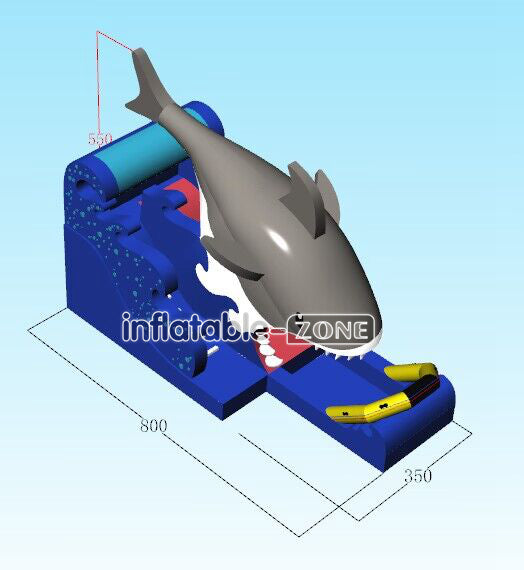 Inflatable-Zone Design Inflatable Shark Slide Large Outdoor Water Slide With Splash Pool