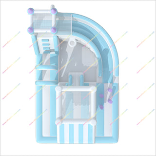 Pastel-Themed Inflatable Slide And Bounce House Combo Unit Jump Slide Bouncer Obstacle Course Playground Equipment