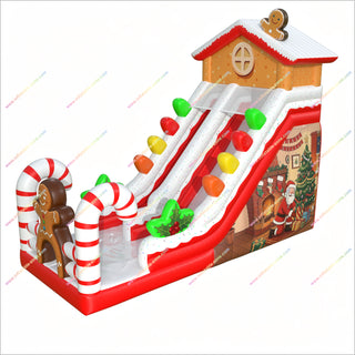 Best Christmas Decorations Inflatable Slide Business Gingerbread And Candy Canes Inflatable Blow Up Slide For Backyard